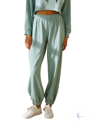 sf dos piezas ropa casual de moda color sólido con capucha top manga larga y elástico de cintura alta pantalones