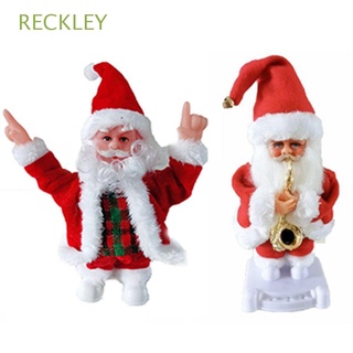 RECKLEY Cute Santa Claus Doll Dancing Singing Kids Gifts Music Toy Desk Kawaii Navidad Natal Party Supplies Home Table Decor Stuffed Plush Toys Christmas Decorations