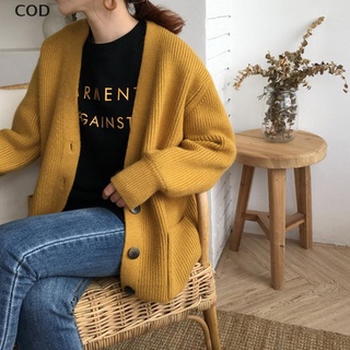 [cod] mujeres cardigans suéter sólido suelto solo botonadura casual punto chaqueta abrigo caliente