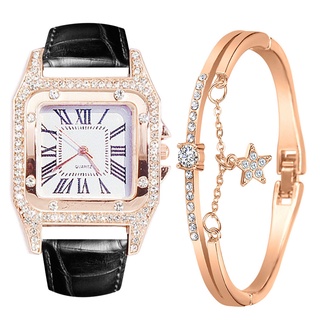 Reloj De pulsera De cuarzo con diamantes cuadrados y estrellas Xweutef.Br