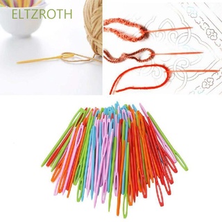 ELTZROTH 100 Pcs Knit Needles Set Colorful Sewing Needles Crochet Hook Apparel Sewing Embroidery DIY Sewing Accessories Plastic Wool Yarn Needles/Multicolor