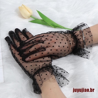Yujiao guantes cortos De encaje con volante/tul capa/malla/Transparente/negro/boquilla