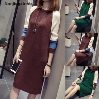 [nanjingxinhb] mujeres suéter vestidos de manga larga vestido de punto vestido de punto vestido casual mini suelto [caliente]