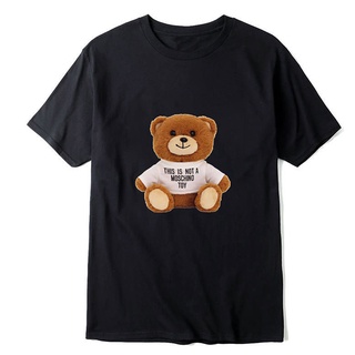 CLOOCL Moschino Bear 3D Printing Men's and Women's Fashion Casual Round Neck Cotton T-shirts (1)