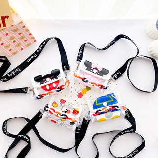 Niños Bolsas 2021 Nuevo Transparente Jelly Bag Lindo Mickey Minnie Impreso Mini Bolsa De Mensajero Niñas Cartera