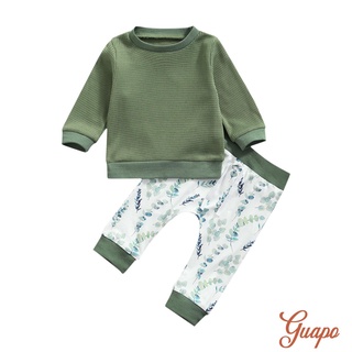 Jx Conjunto De ropa casual dos piezas De color liso y pantalones con estampado De hojas