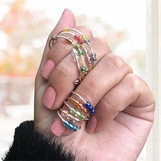 ganjou 5 piezas de perlas de vidrio espiral de una sola bobina de cobre girar antiestrés apertura fidget anillos para la vida diaria