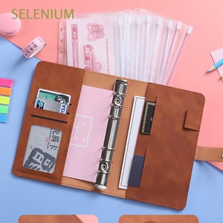 Selenium recoger fotos multicolor elección 6 anillos redondos de cuero A6 con 12 sobres transparentes sobres de dinero en efectivo carpeta de presupuesto
