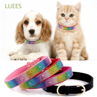 luees bling gato collar colorido accesorios de aseo collar de perro para cachorro gatito chihuahua fácil desgaste diamantes de imitación suave ajustable mascotas suministros/multicolor