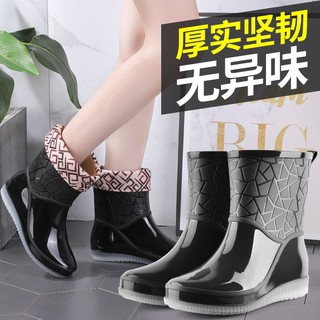 Hot saleFashion botas de lluvia mujer adulto medio a bajo tubo más terciopelo botas de lluvia antideslizante resistente al desgaste botas de agua gruesas de trabajo de las mujeres overshoes (3)