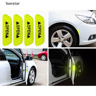 [Sunstar] 4 pegatinas fluorescentes para puerta de coche, cinta reflectante, adhesivo de advertencia de seguridad