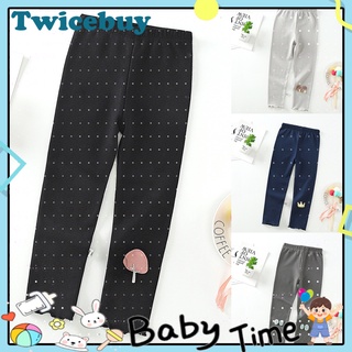 Twicebuy Leggings de bebé de decoración de dibujos animados transpirable elástico niños niñas pantalones para la primavera