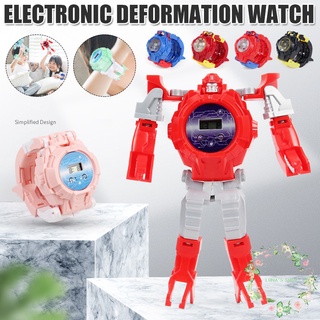 Reloj de deformación electrónico ajustable de dibujos animados transformador de juguete para niña
