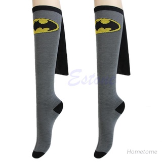 HOME Unisex Super Hero Superman Batman Knee High With Cape Soccer Cosplay Socks Gift