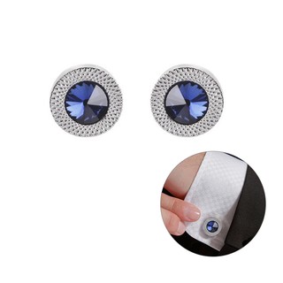 Moda femenina Azul blanca abotonaduras De Cristal manguitowanda botón botón joyería (1)