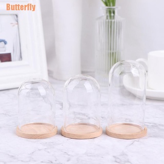 Butterfly&% 1:12 casa de muñecas miniatura decoración flor pantalla cristal campana frasco con Base (1)
