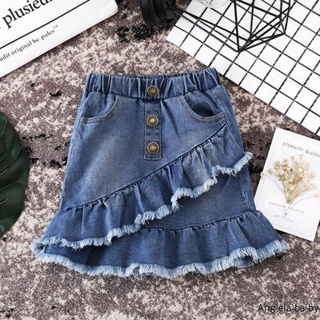 Hian-baby faldas plisadas de una línea, azul Mini faldas volantes, verano de cintura alta falda de mezclilla