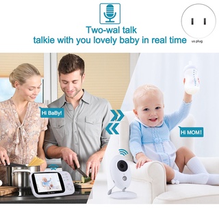 monitor de bebé con cámara de audio de 3,5 pulgadas bebé niñera cam video monitoreo de temperatura visión nocturna cámara de seguridad enchufe de ee.uu. (3)