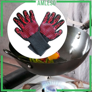 [AMLESO] Guantes de silicona resistentes al calor de cocina barbacoa horno soldadura guantes