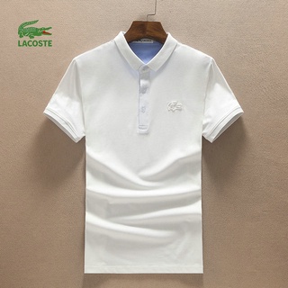 #2021 NEW# LACOSTE men's summer lapel short-sleeve polo-shirts men's formal office black white pink blue slim tops polo-shirts
