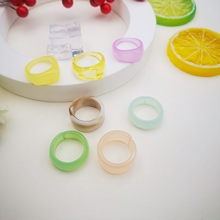 Lindos anillos de Color caramelo para mujeres acrílico Irregular declaración colorido anillo nuevo diseño Ins estilo joyería para regalos YY-ABC