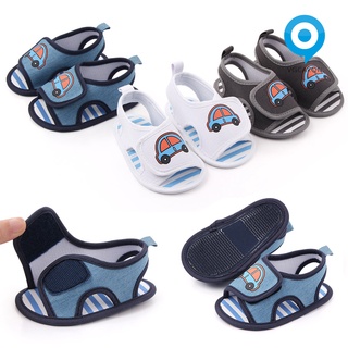 Lasvegas verano bebé de dibujos animados vehículo sandalias bebé suave cinta mágica Prewalker zapatos planos