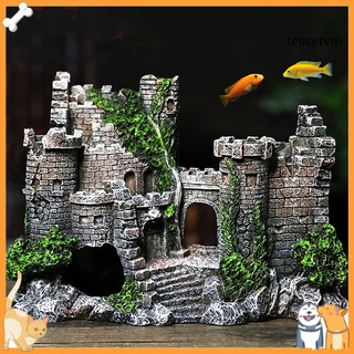 sg--acuario resina artificial rockery mini castillo casa adorno decoración paisajismo