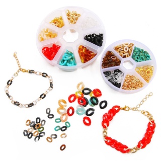1set de colores mezclados acrílico trenzado cadena de moda de plástico cadena de eslabones con hallazgos de joyería para bricolaje ropa de joyería