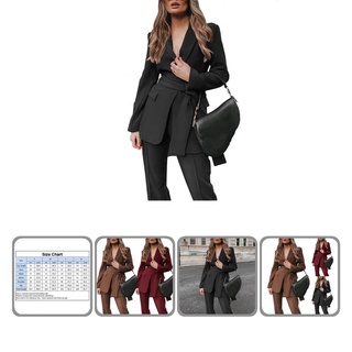 huanane.cl Tight Waist Women Suit Warm Autumn Coat Set Belt for Work