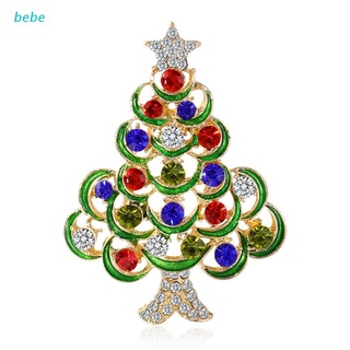 bebe retro colorido rhinestone broche vintage navidad en forma de árbol corsage decoración de navidad ropa broches pin