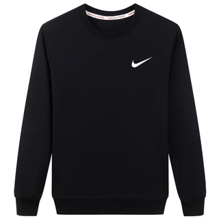 Nike 100% cotton round neck sweater men women spring autumn Korean version classic fashion retro casual solid color simple personality versatile lightweight breathable handsome bottoming shirt pullover blazer
