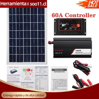 so 1000w sistema de panel solar panel solar 60a controlador de carga kit de inversor solar