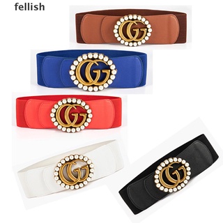 [Fellish] Leather Waist Belt For Jeans Dresses Double Ring Buckle GG pattern Belt 436CL
