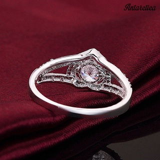 Antártida anillo de plata de ley 925 con forma de corazón de cristal joyería nupcial para mujeres (4)