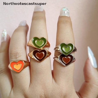 Northvotescastsuper New Ins Creative Cute Love Heart Ring Vintage Metal For Girls Fashion Jewelry NVCS