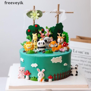 [fre] resina animal león mono árbol pastel topper bebé fiesta de cumpleaños decoración para hornear cl463