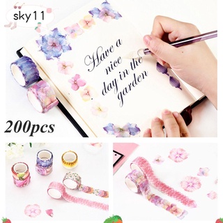 SKY 200PCS DIY Cinta De Enmascaramiento Sakura Papel Pegajoso Pétalos De Flores Pegatina Elegante Adhesivo Decorativo Scrapbooking