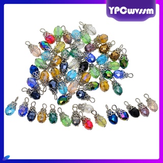50 cuentas de cristal drops crackle con cuentas de plata drops beads charms colgantes