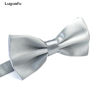 Luguafu hombres satén pajarita clásica boda fiesta pajarita de Color sólido ajustable corbata mi