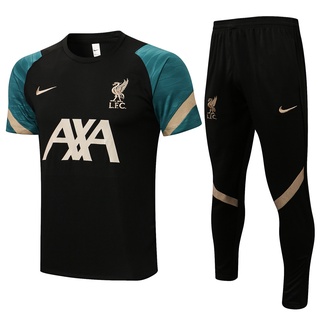2021 2022 liverpool f.c. negro cuello redondo pantalones de chándal de fútbol conjunto de entrenamiento (1)