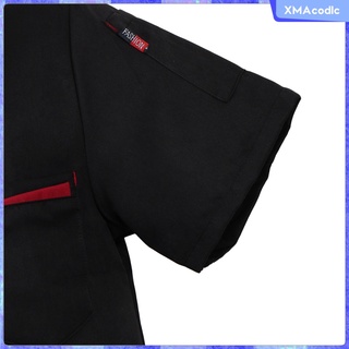 negro chef abrigo hombres\\\\'s manga corta unisex chef chaqueta uniforme tops ropa de trabajo