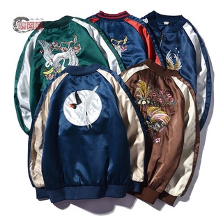 ♕✳♝Hombres chaquetas bordado abrigo Sukajan Yokosuka recuerdo Chamarra de la juventud Bomber Streetwear béisbol uniforme