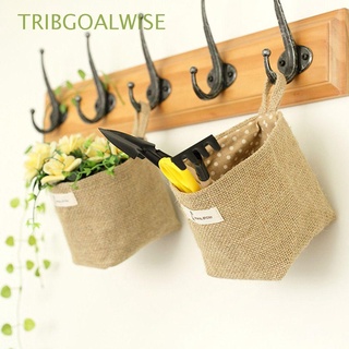 tribgoalwise - bolsas para colgar en la pared, organizador para colgar, bolsillo, cestas de almacenamiento, decoración del hogar, algodón, lino, escritorio, bolsa de almacenamiento, multicolor