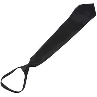 corbata de poliéster negra lisa con cremallera para hombre (2)