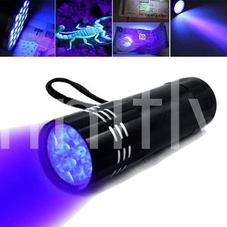 (finifly) práctica Mini aluminio UV ULTRA violeta 9 LED linterna antorcha luz de la lámpara de noche