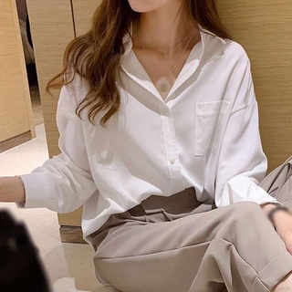 S-4XL Mujeres tops Coreanos De Manga Larga Blusa Blanca Suelta Retro Todo Combinado Camisas Casual Fondo crop top Para Niñas (3)
