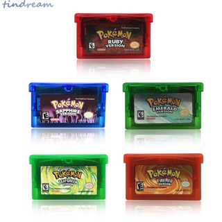 Tindream Pokemon GBA games, paquete de 5 unidades de rubí zafiro esmeralda FireRed LeafGreen, compatible con GBA GBA SP NDS NDSL. niuniuniu