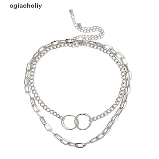 ogiaoholiy - gargantilla de doble capa para mujer, colgante de plata, cadena de clavícula