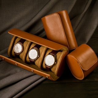 Wearables caja de reloj de viaje portátil de cuero joyería rollo de almacenamiento organizador (1)