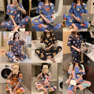 Pijamas de las mujeres pantalones de manga corta más el tamaño de estilo suelto fresco y encantador dulce estudiante servicio a domicilio traje